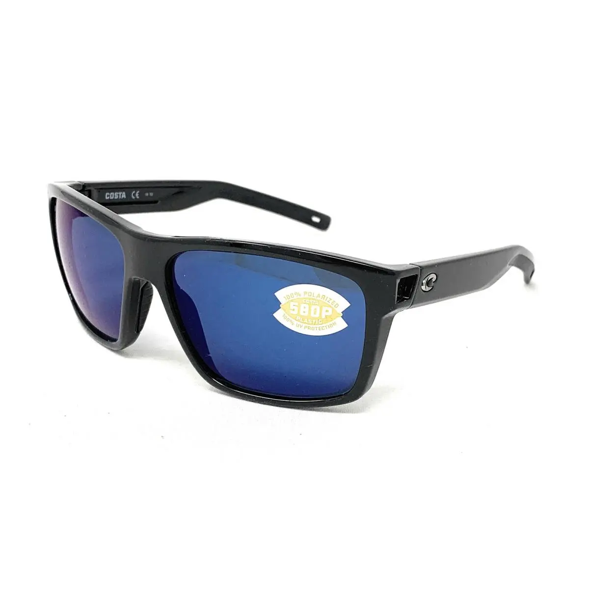 Costa Del Mar Men`s Slack Tide Sunglasses Shiny Black / Blue Mirror-580P 60mm