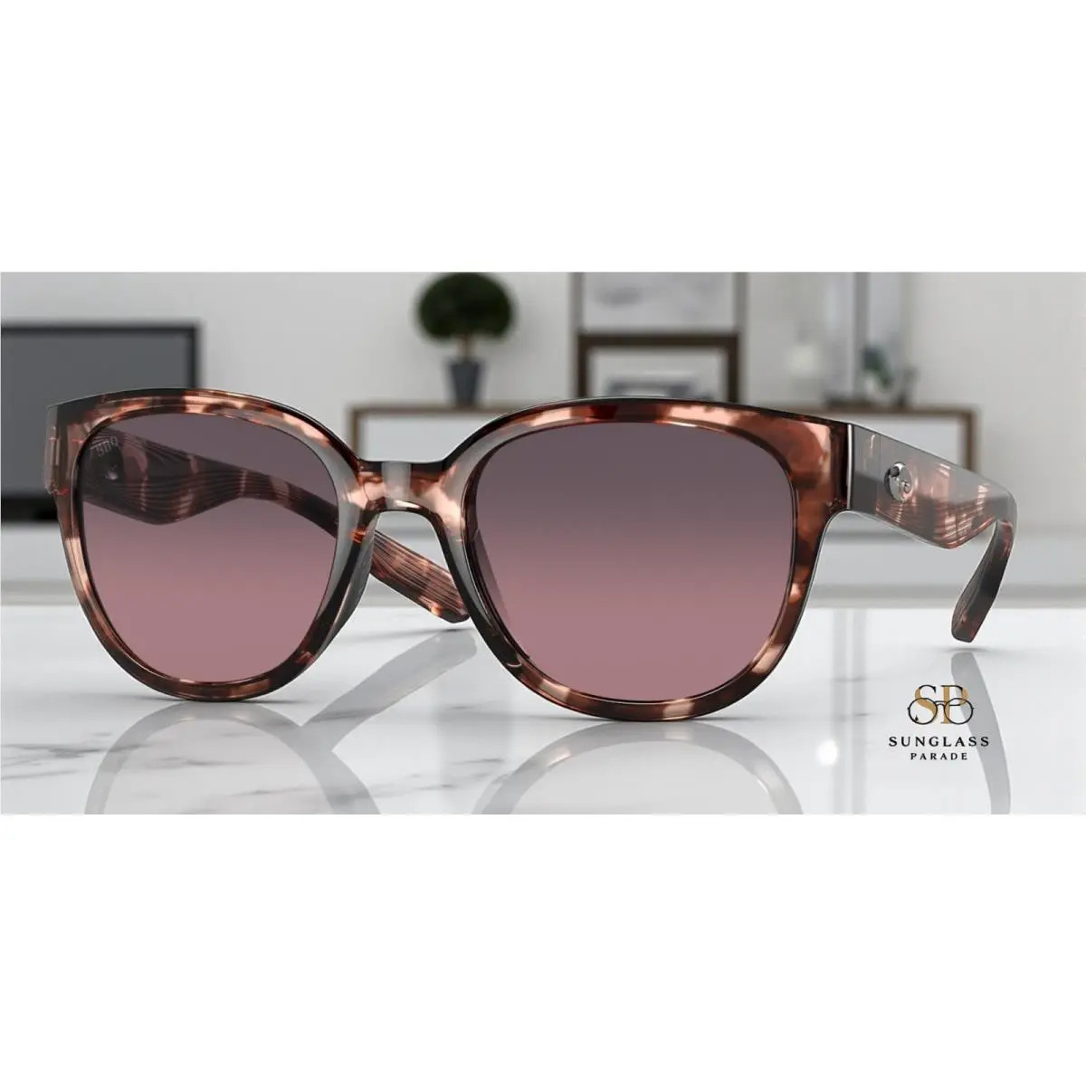 Costa 6S9051 905109 Salina Coral Tortoise Rose Polarized 53mm Women`s Sunglasses