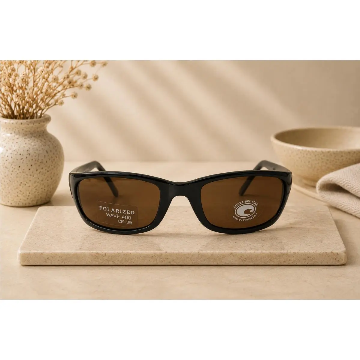 Vintage Costa Del Mar Java Sunglasses Black Wave 400 Polarized Nos Made France