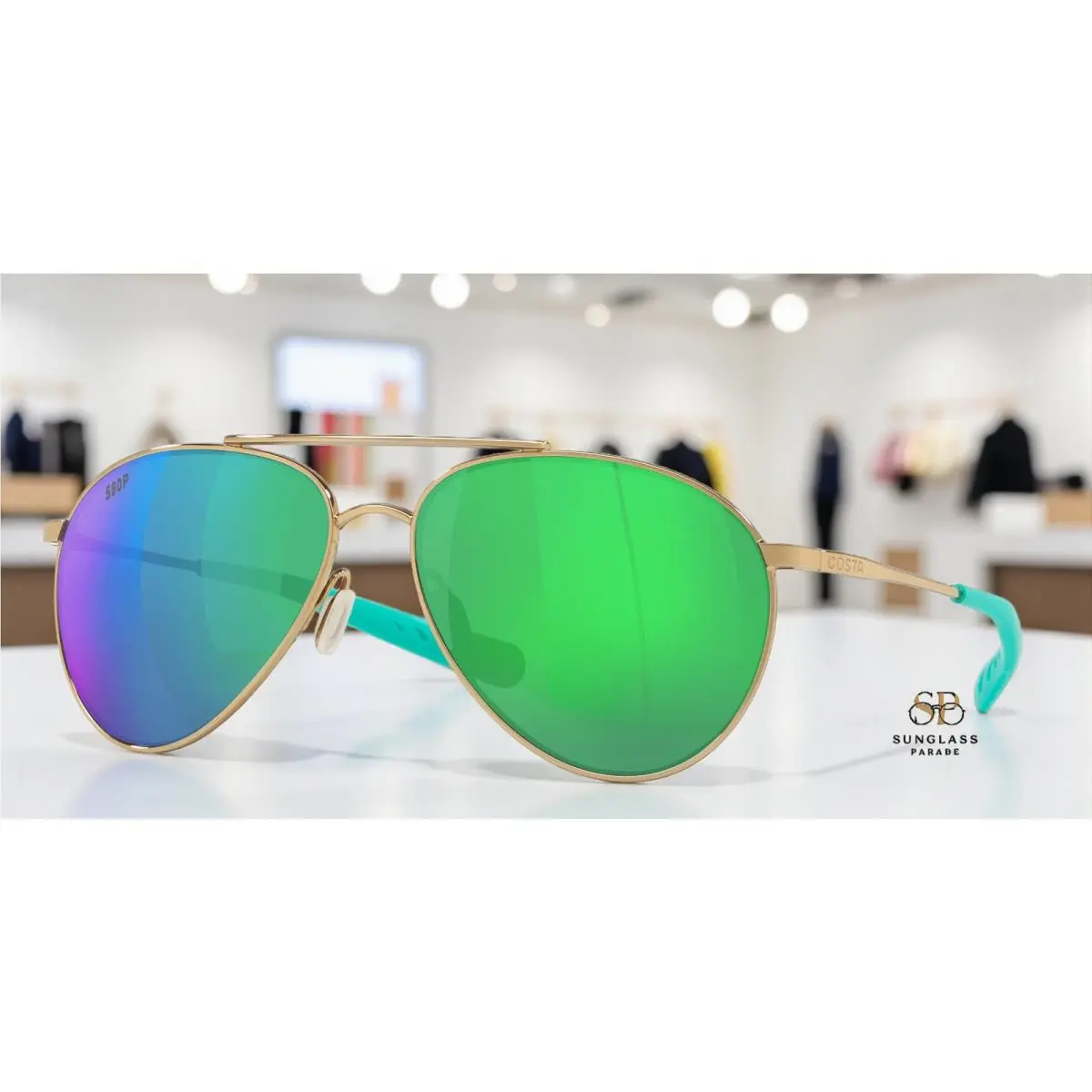 Costa Del Mar 6S6003 05 Piper Shiny Gold Green Mirror 58 mm Men`s Sunglasses