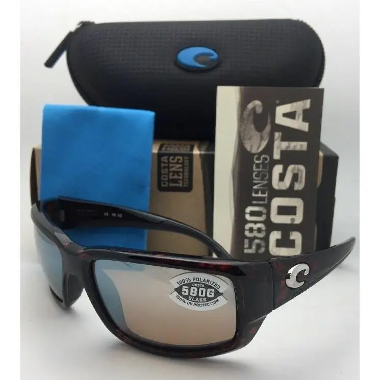 Polarized Costa Sunglasses Fantail TF 10 Tortoise Frames 580 Silver Mirror Lens