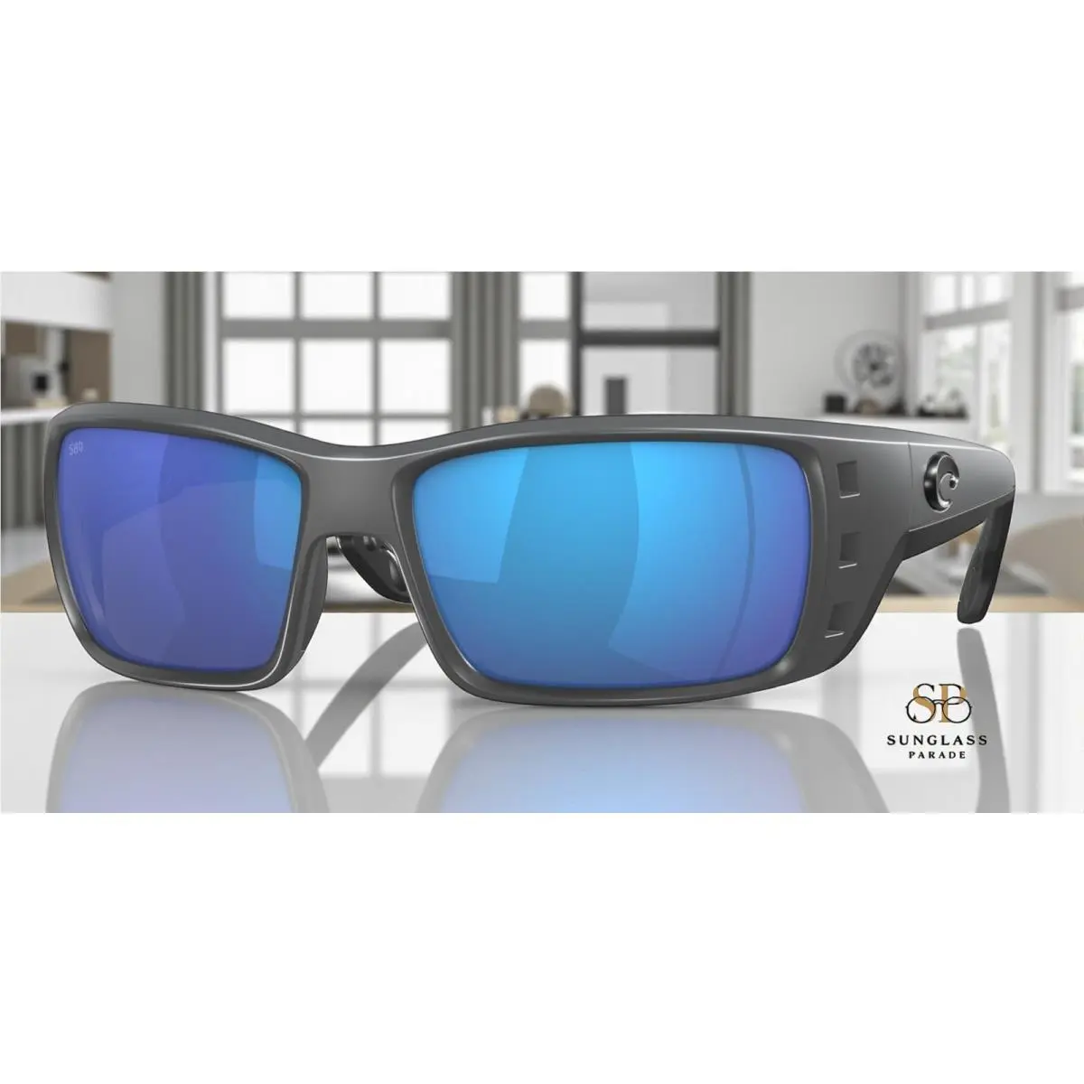 Costa Del Mar 6S9022 23 Permit Matte Gray Blue Mirror 62 mm Men`s Sunglasses - Frame: Matte Gray, Lens: Blue Mirror