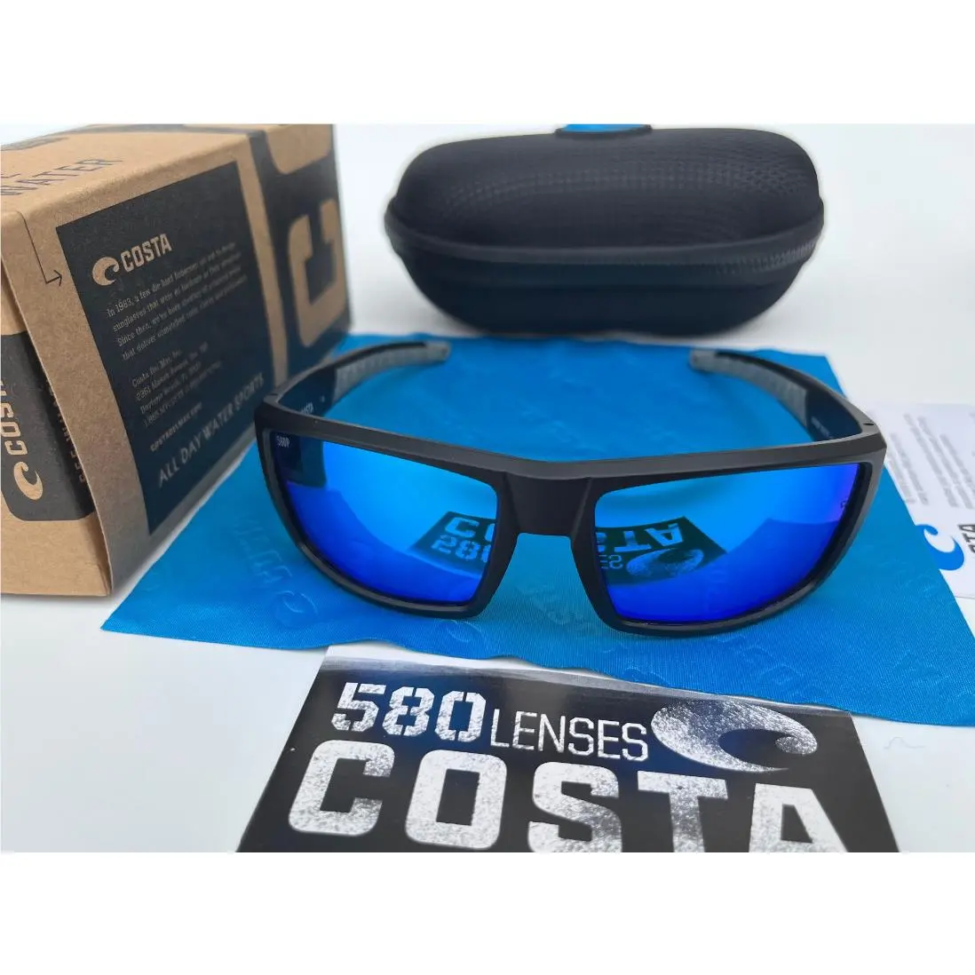 Costa Del Mar Men`s Diego Matte Black /blue Mirror Polarized Sunglasses 580p