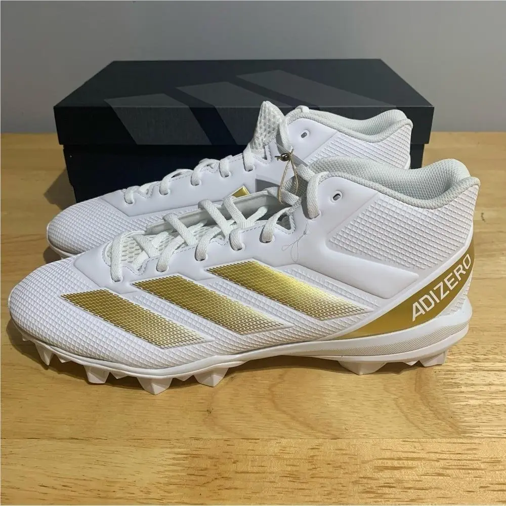 Adidas Adizero Impact.2 Molded IF5106 Boot Men White Gold Football Cleats Siz 12