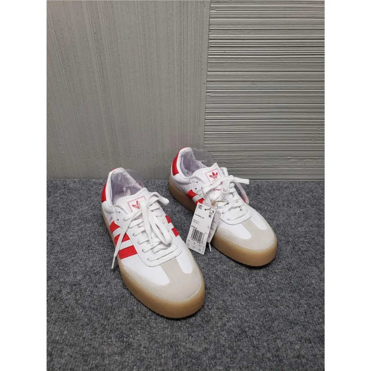 Adidas Sambae Women Sneakers 10 White Striped Lace Up Round Toe Comfort Shoes