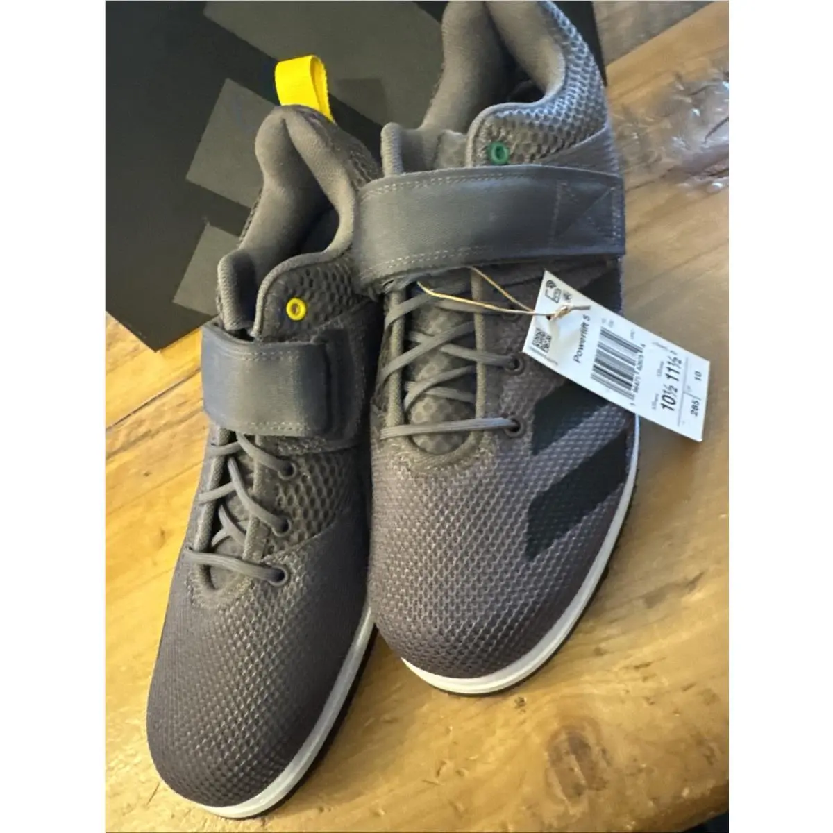 Adidas Powerlift Weightlifting Shoes Mens 10.5 Grey Black Strap Training
