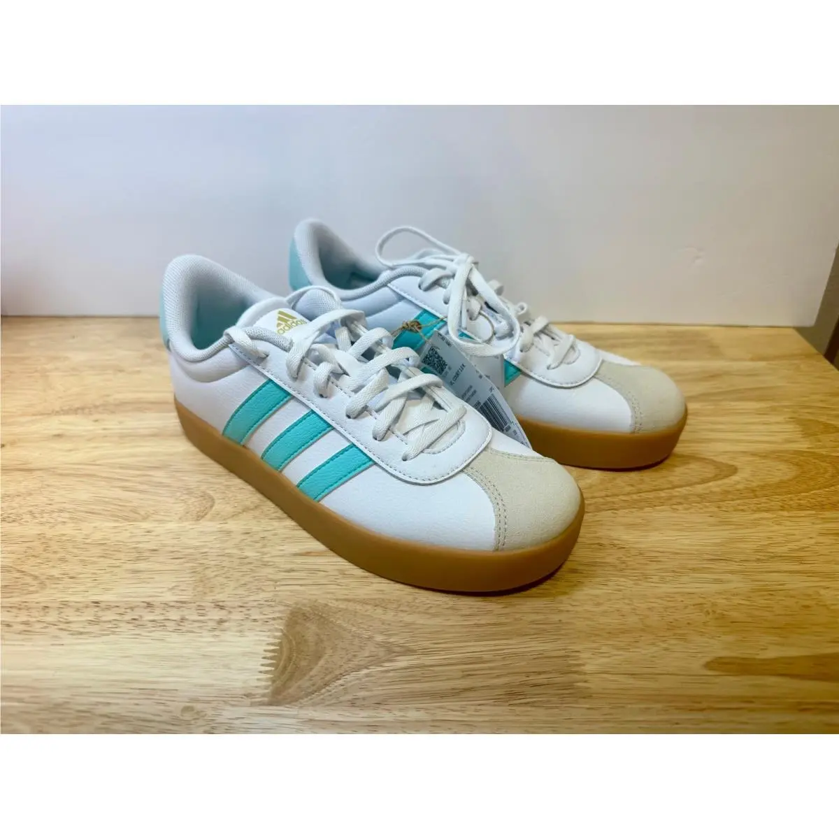 Adidas VL Court 3.0 K Kids Sneakers White Mint Green Gum JS2596 Size 5.5Y