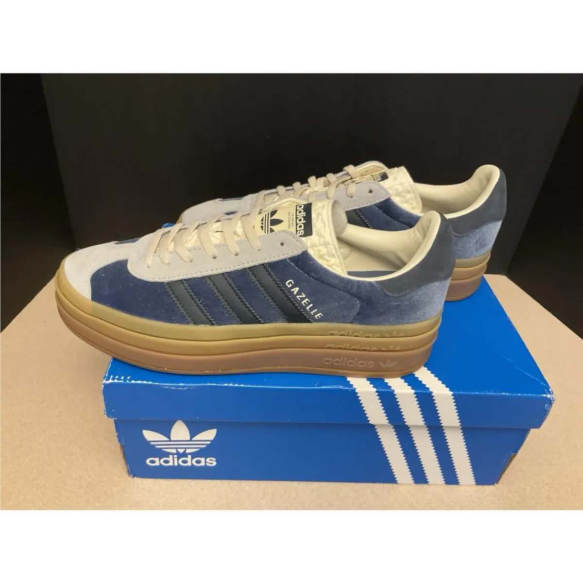 Womens Adidas Gazelle Bold Ink Blue Athletic Shoes. Size 10. Awesome Shoes
