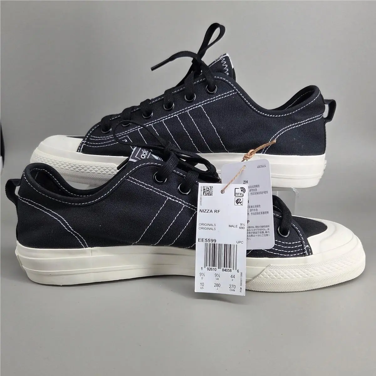 Adidas Nizza RF Sneakers Male 10 Black Canvas Contrast Stitch Retro Streetwear