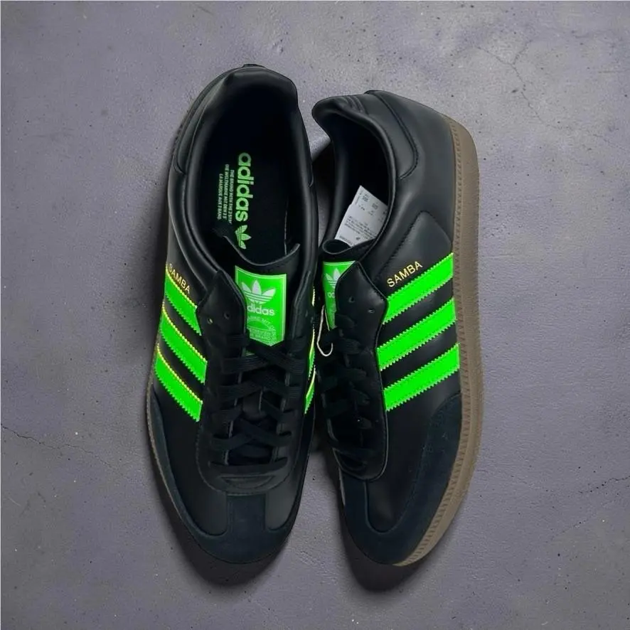 Adidas Samba OG Core Black Screaming Green Gum Men`s Size 14 JR0911