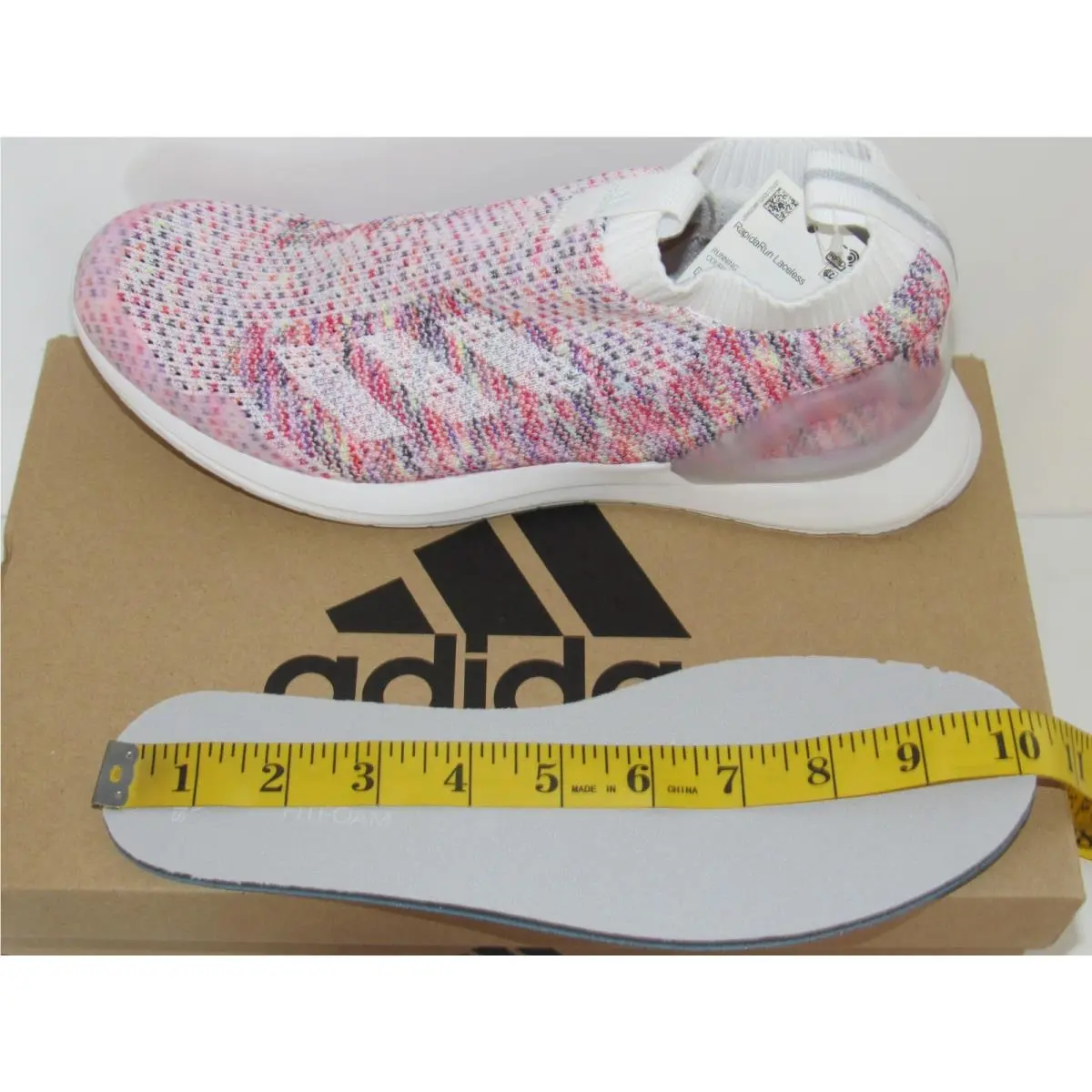 Adidas Rapidarun Laceless Knit Youth Size 7Y Pink Slip-on Running Shoe Women 8.5