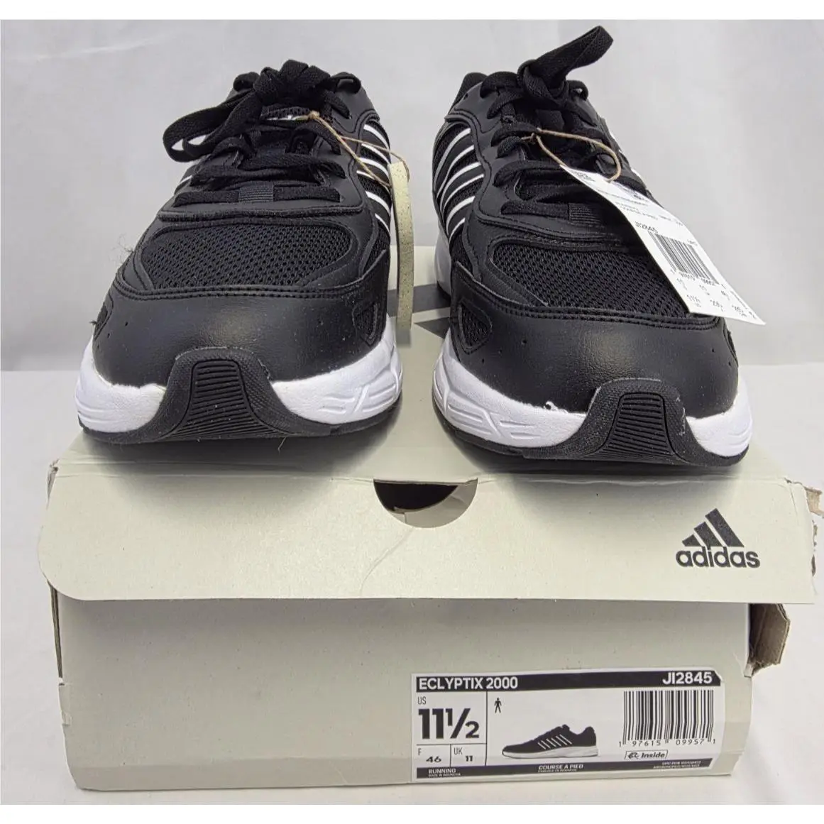 Adidas Ezlyptix 2000 J12845 Mens 11.5 Running Shoes Black White EU 46