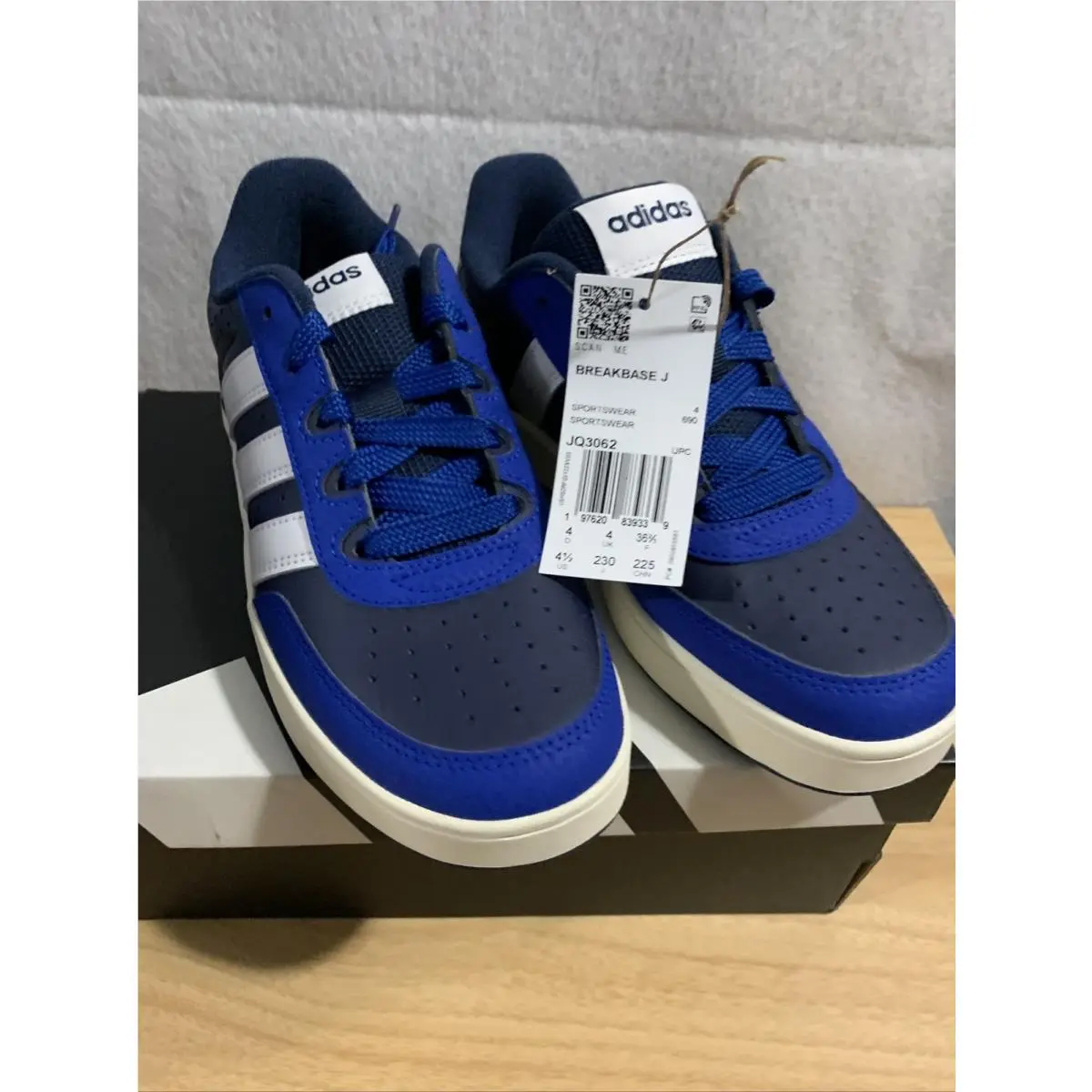 Adidas Blue Black Breakbase J Shoes Sneakers Kids Size 4.5