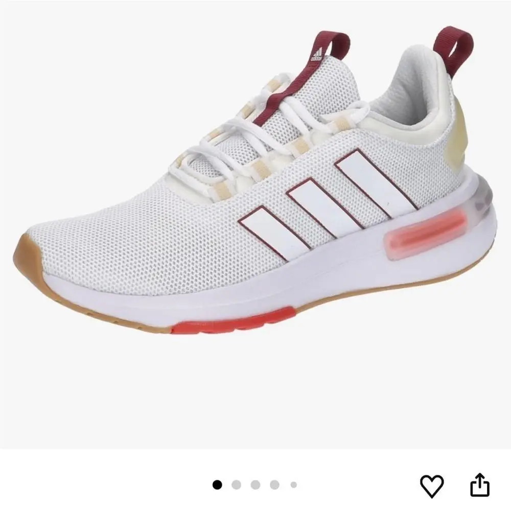 Adidas White Sneakers with Red and Maroon Accents