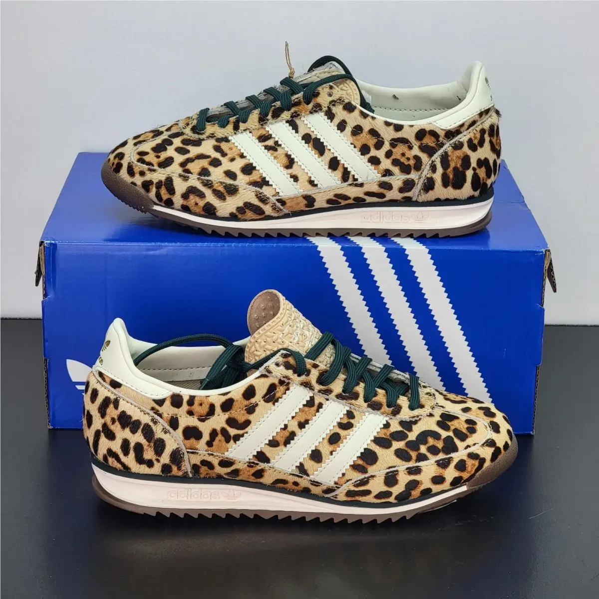 Adidas SL 72 OG Women`s Size 5.5 Athletic Shoes Black Leopard Casual Sneakers