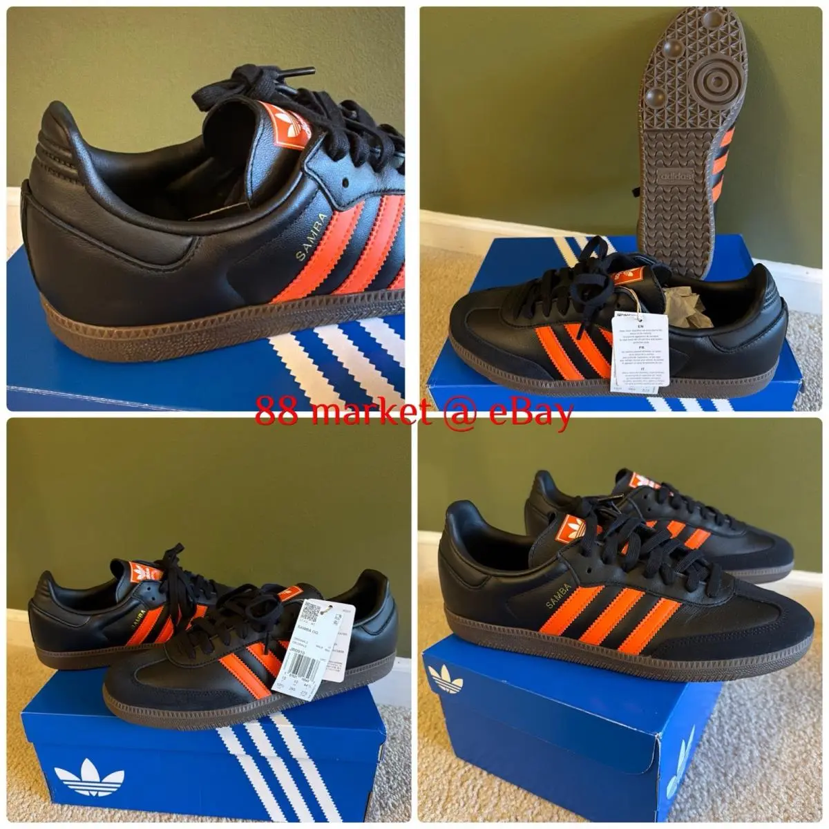 Adidas Samba OG Lace Up Men`s Black Sneakers Casual Shoes JR0910 Size 10.5