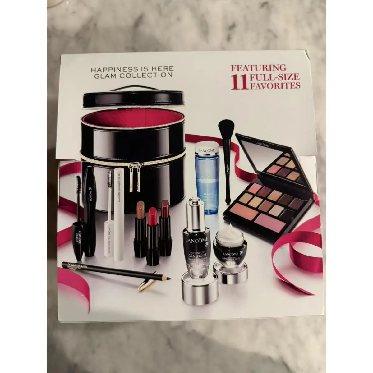 Lancome Collection Box with 11 Full Size + Round Train Case Choose Glow or Glam