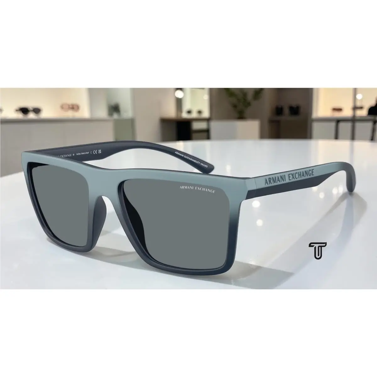 Armani Exchange AX4162SU 839080 Matte Blue Gradient Blue 57 mm Men`s Sunglasses