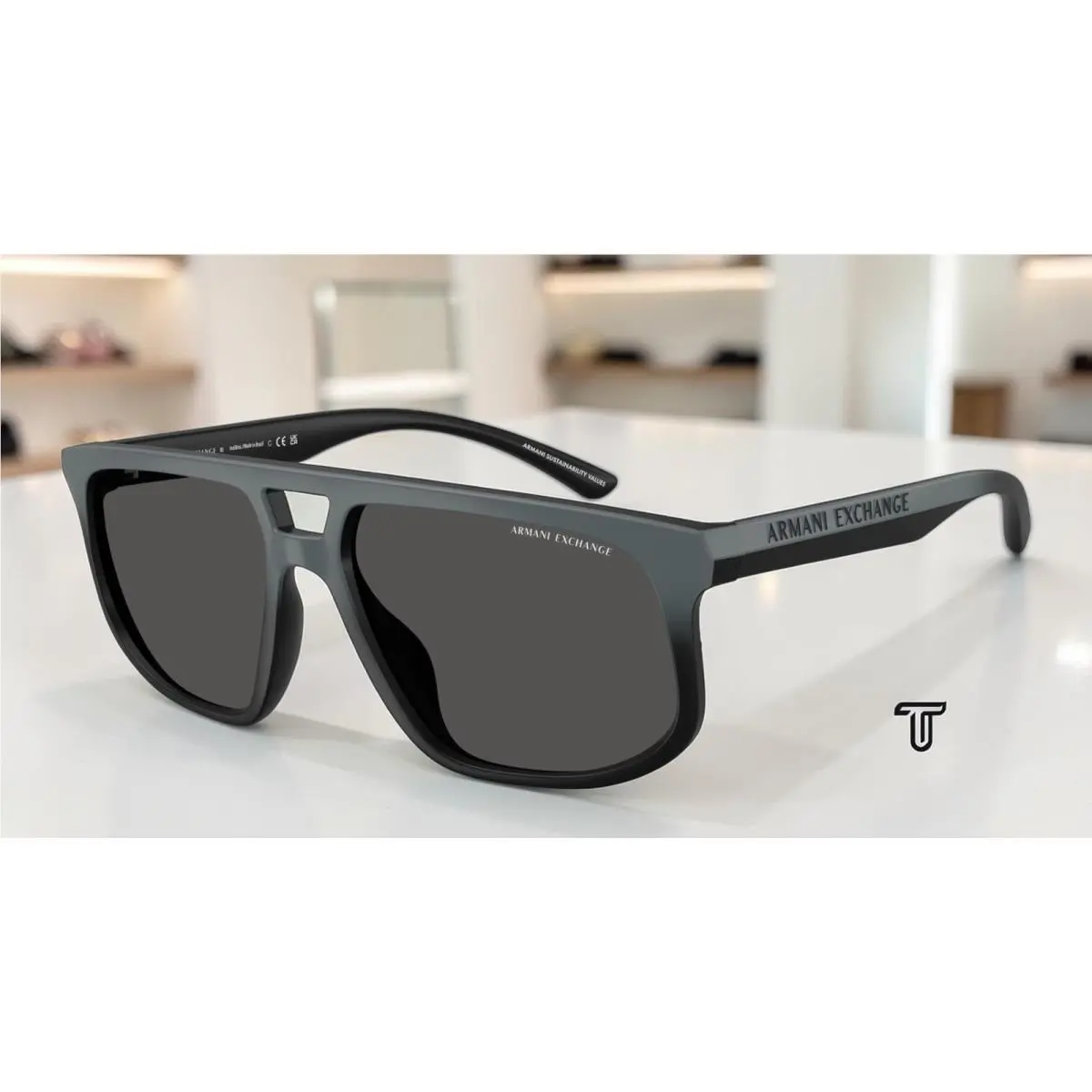 Armani Exchange AX4161SU 838887 Matte Grey Gradient Grey 58 mm Men`s Sunglasses