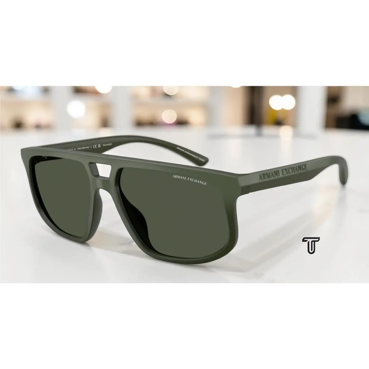 Armani Exchange AX4161SU 83899A Green Dark Green Polarized 58mm Men`s Sunglasses