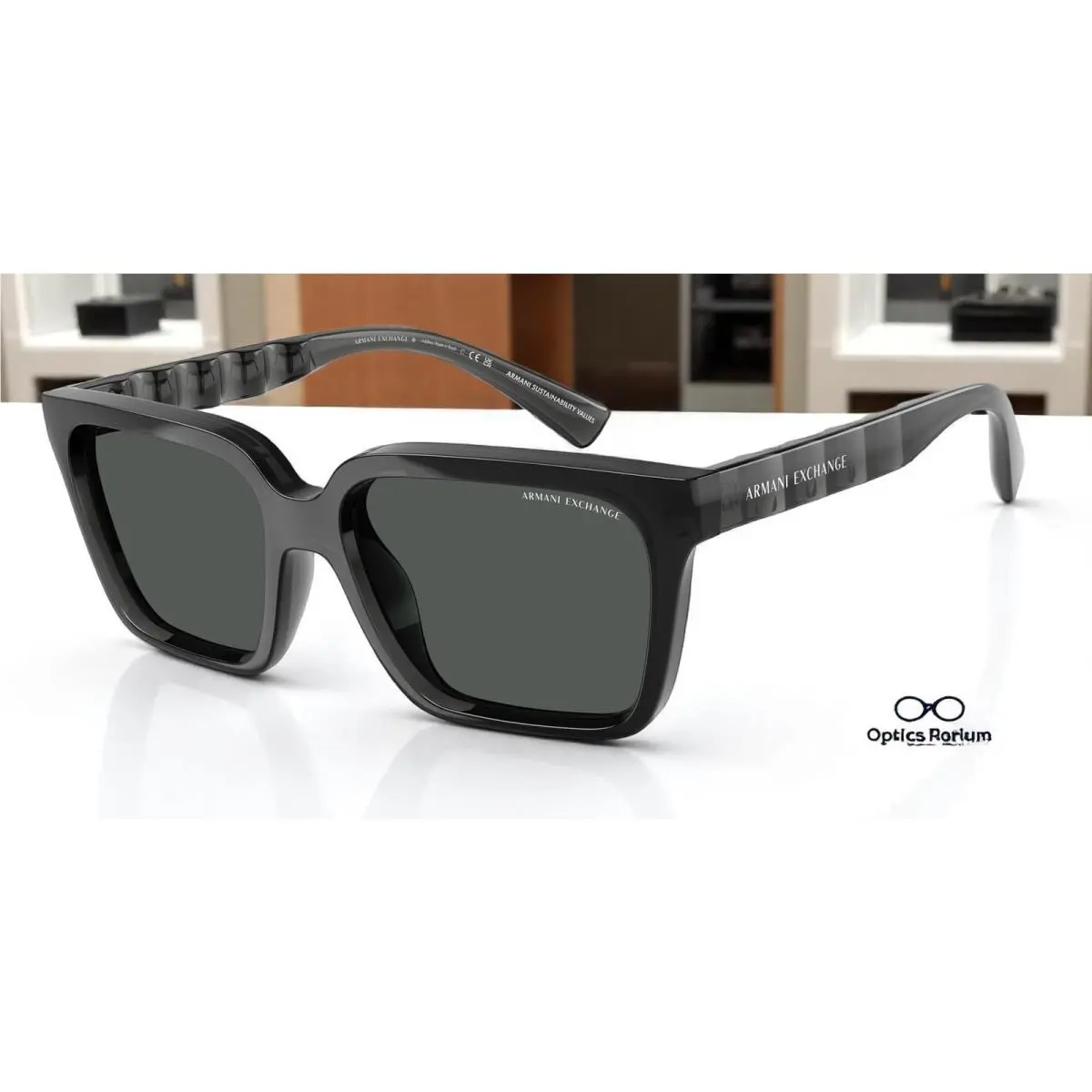 Armani Exchange AX4147S 835687 Shiny Transp Grey Dk Grey 56 mm Men`s Sunglasses