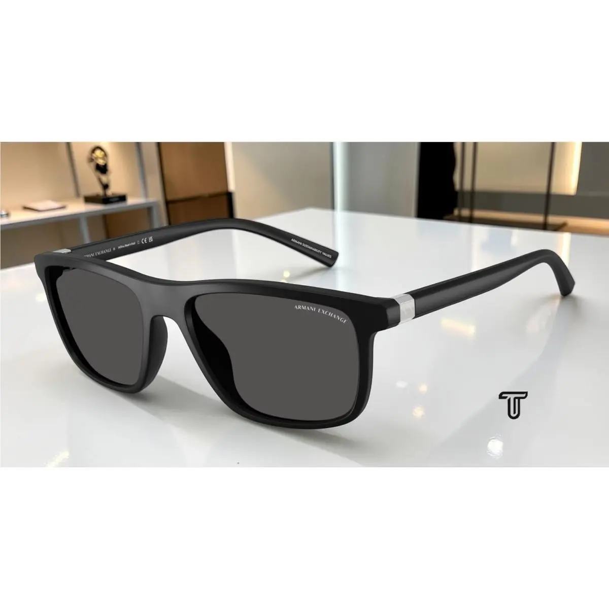 Armani Exchange AX4167SU 807887 Matte Black Dark Grey 56 mm Men`s Sunglasses