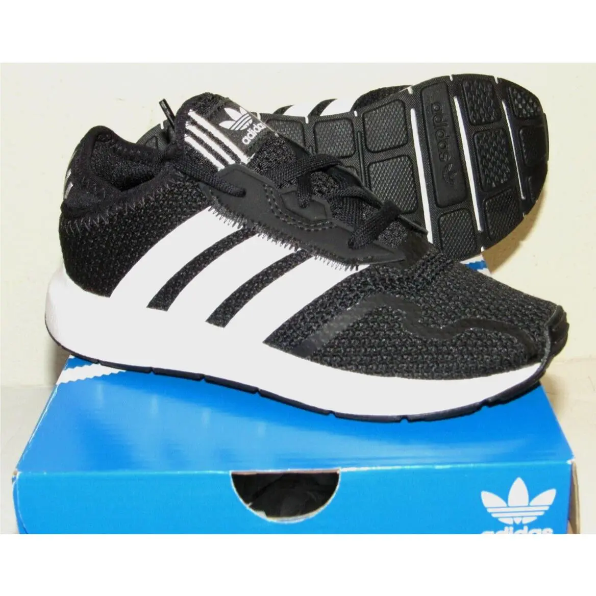 Boy/girl Size 9K Black/white 3-S Ortholite Cushion Slip-on Athletic Shoes by Adidas