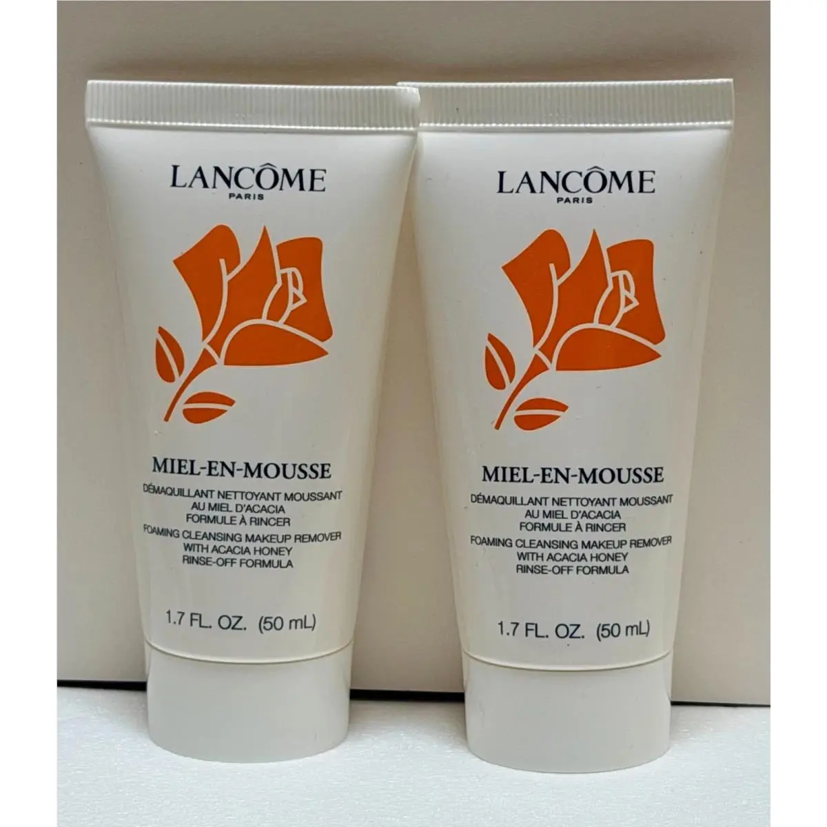 2 x Lancome Miel En Mousse Foaming Cleansing Makeup Remover 1.7oz/50ml ea