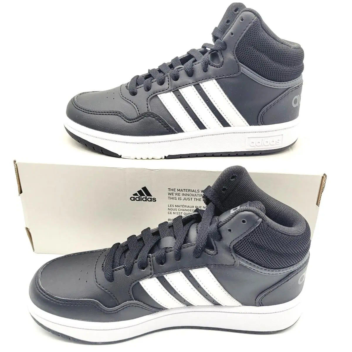 Adidas Hoops 3.0 Men’s Basketball Shoes White/black Court Sneaker Size 2.5