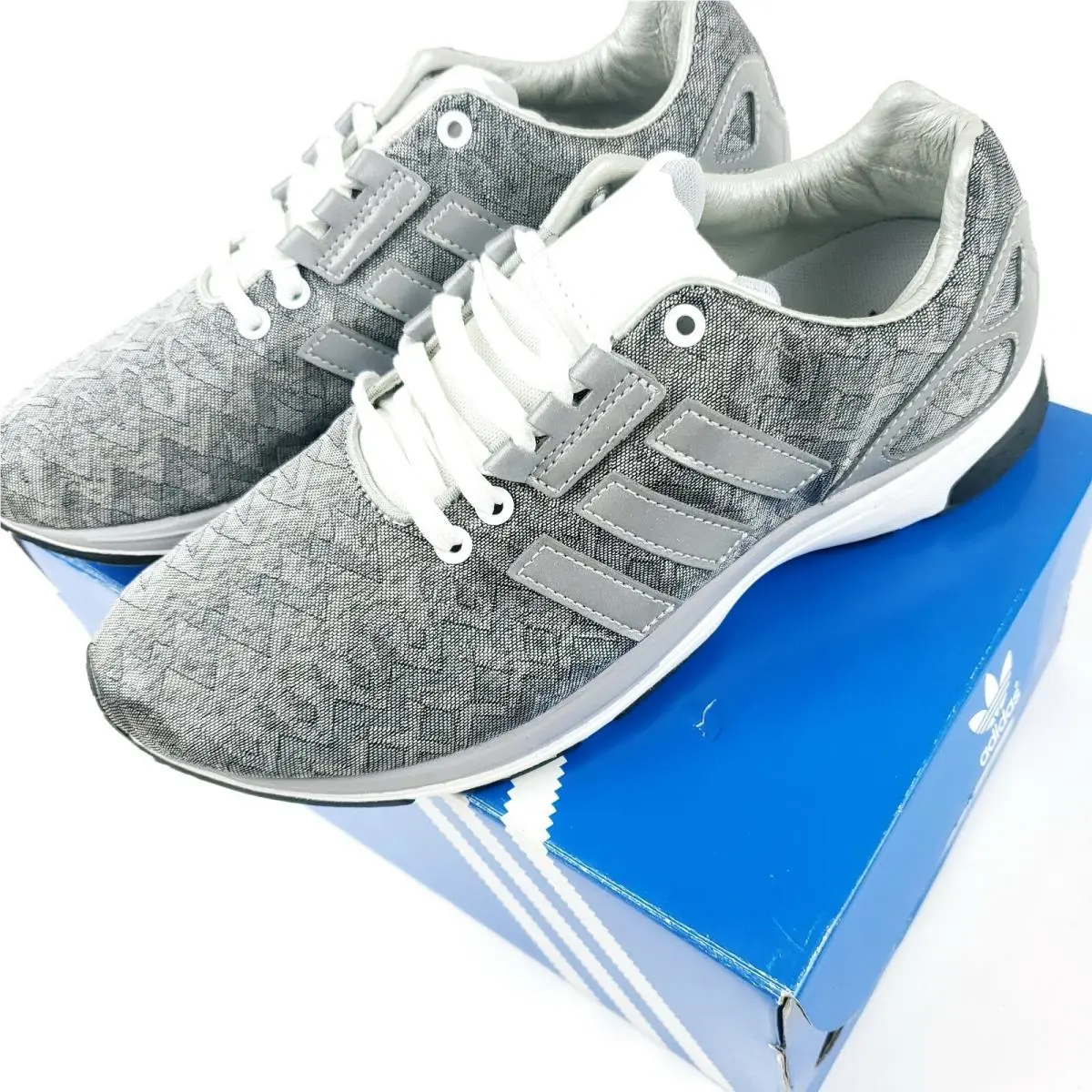 Adidas ZX Flux Tech M21305 Originals Running Training Sneakers Silver Supcol 6.5