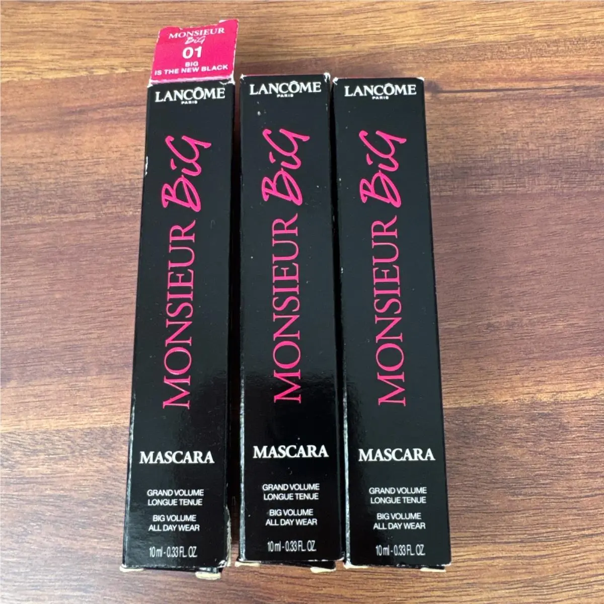 3pk Lancome Monsieur Big Mascara Big Volume Black Mascara Full Size 10ml .33oz