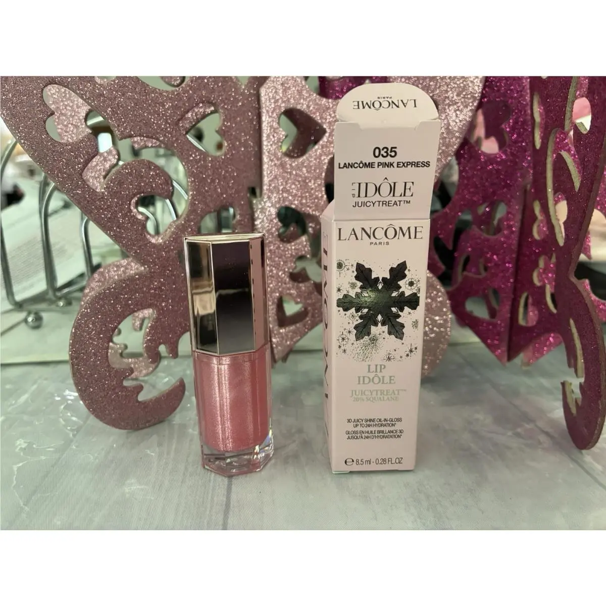 Lancome Lip Idole Juicy Treat Squalane 3DJuicy Shine Oil-in-gloss Pink Express