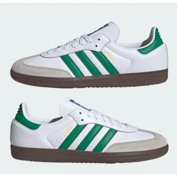Adidas Men`s Samba OG Cloud White Green Leather Shoes Size 12 IG1024