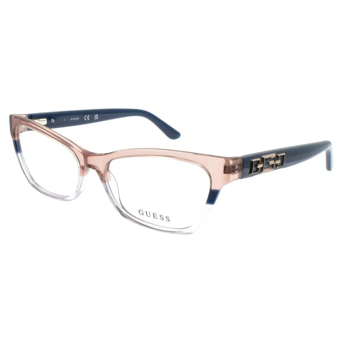 GU2979 092 Women`s Eyeglasses Frames Cat Eye 54-16-140 Blue / Pink Crystal by Guess