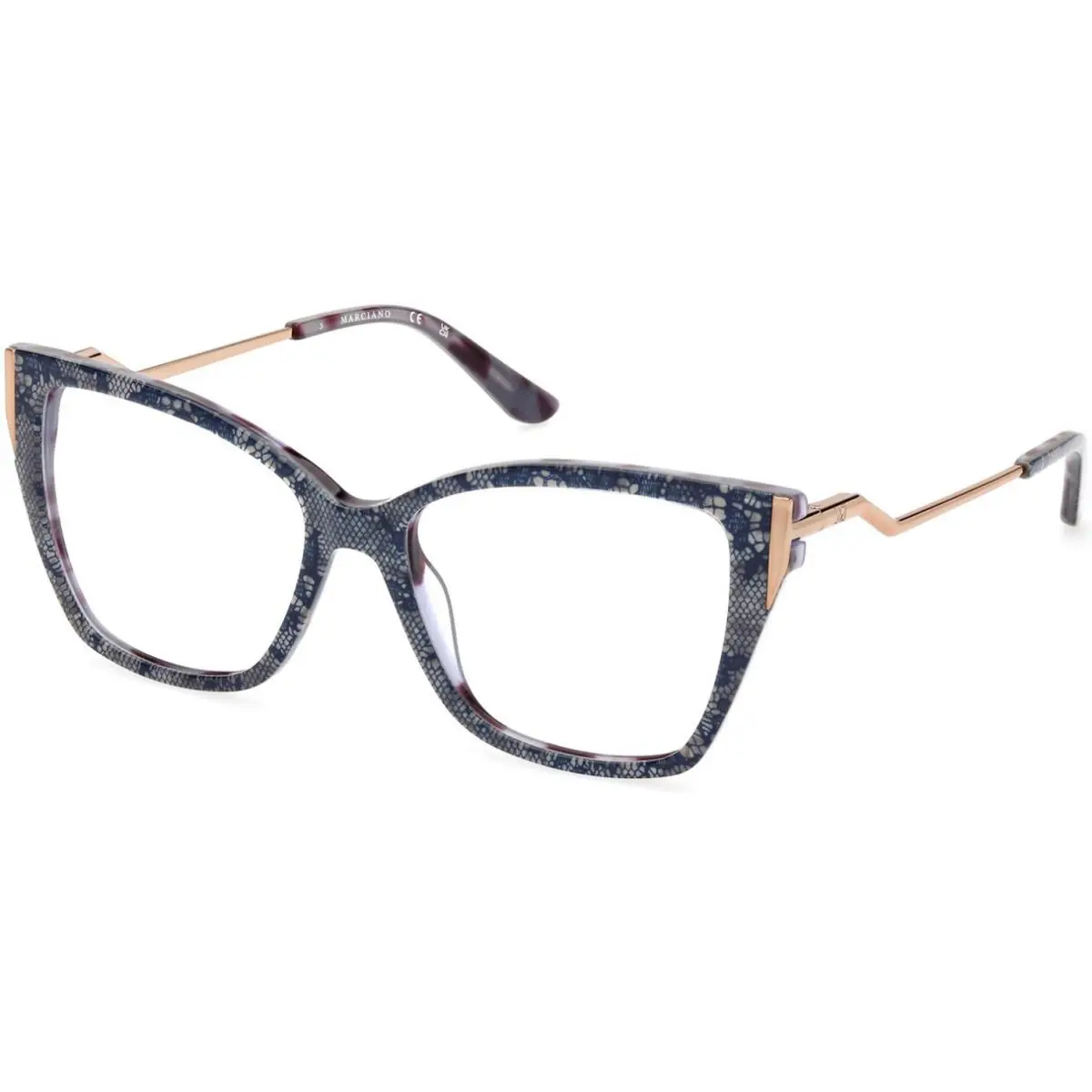 By Marciano GM 0399 Blue/havana / Shiny Rose Gold 092 Size 54 Eyeglasses by Guess