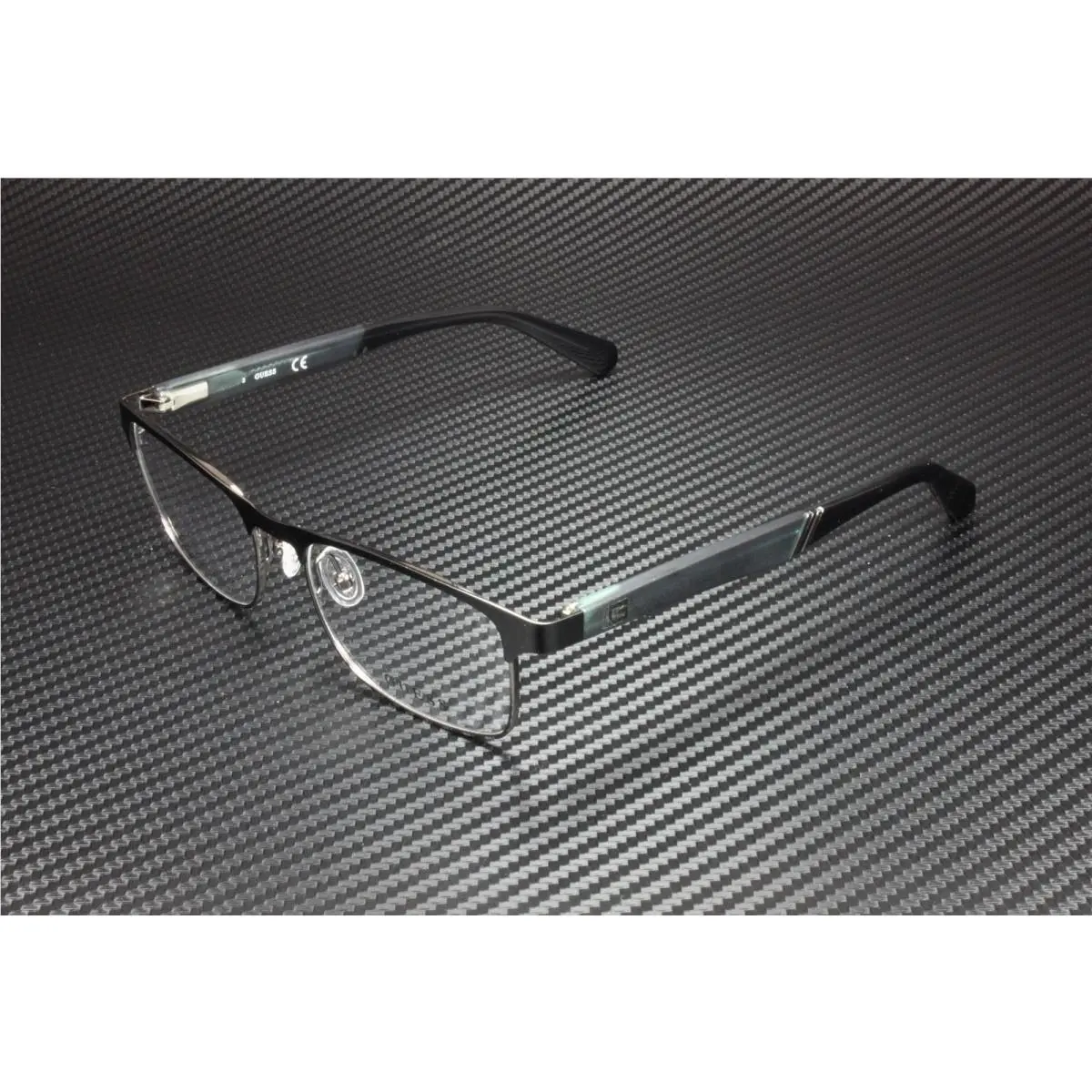 Guess GU1952 001 Shiny Black Clear Lens Metal 53 mm Men`s Eyeglasses