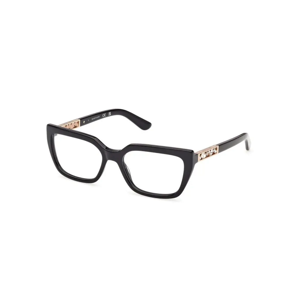 By Marciano GM 50064 Shiny Black Pale Gold 001 Size 54 Eyeglasses by Guess