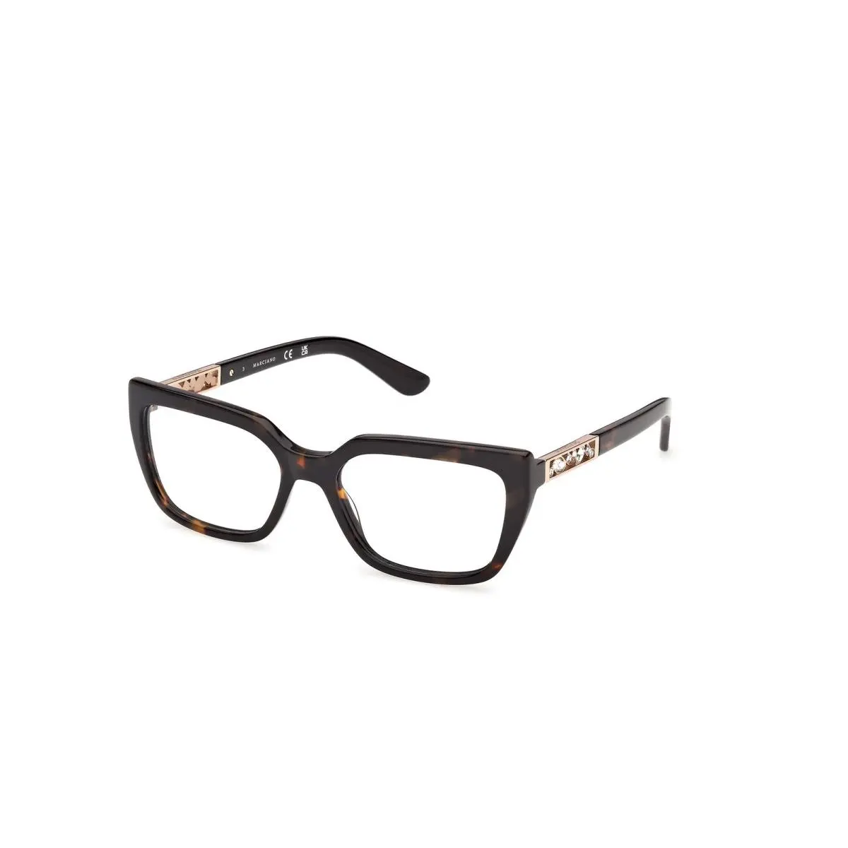 By Marciano GM 50064 Dark Havana / Shiny Pale Gold 052 Size 54 Eyeglasses by Guess