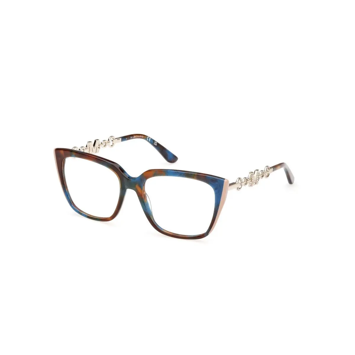 Guess By Marciano GM 50007 Blue/havana / Shiny Pale Gold 092 Size 54 Eyeglasses