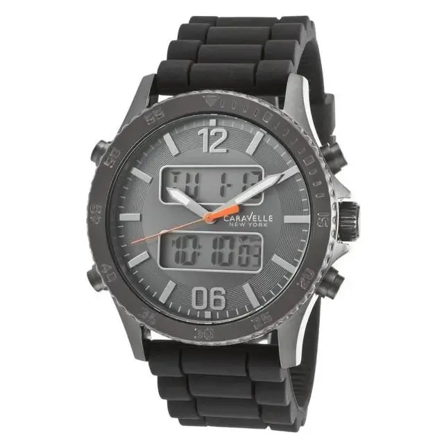 Caravelle New York Watches Men`s Digital Chronograph Silicone Band Watch 45B132