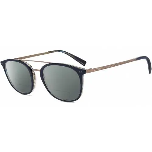 V378 Unisex Panto Polarized Bifocal Sunglasses Navy Blue Grey 49mm Grey by John Varvatos
