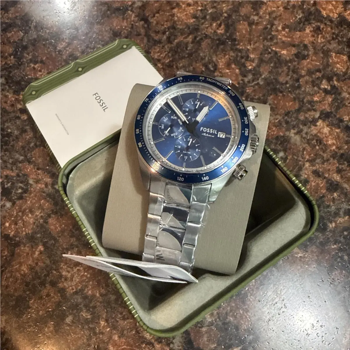 Autocross BQ2878 Mens Multifunction Blue Sunray Dial Watch Nice by Fossil