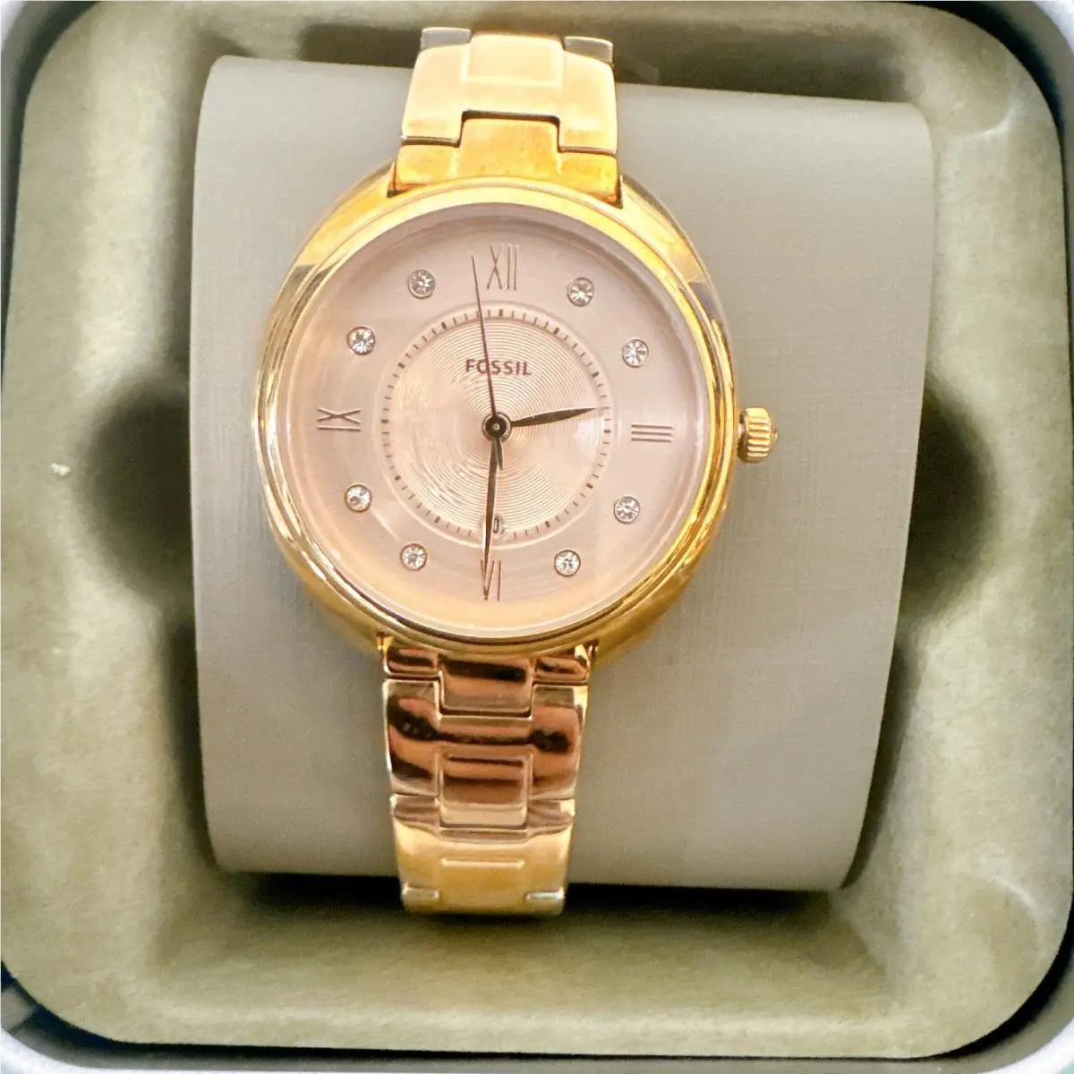 Fossil ES5070 Gabby Three-hand Date Rose Gold-tone Stainless Steel Watch