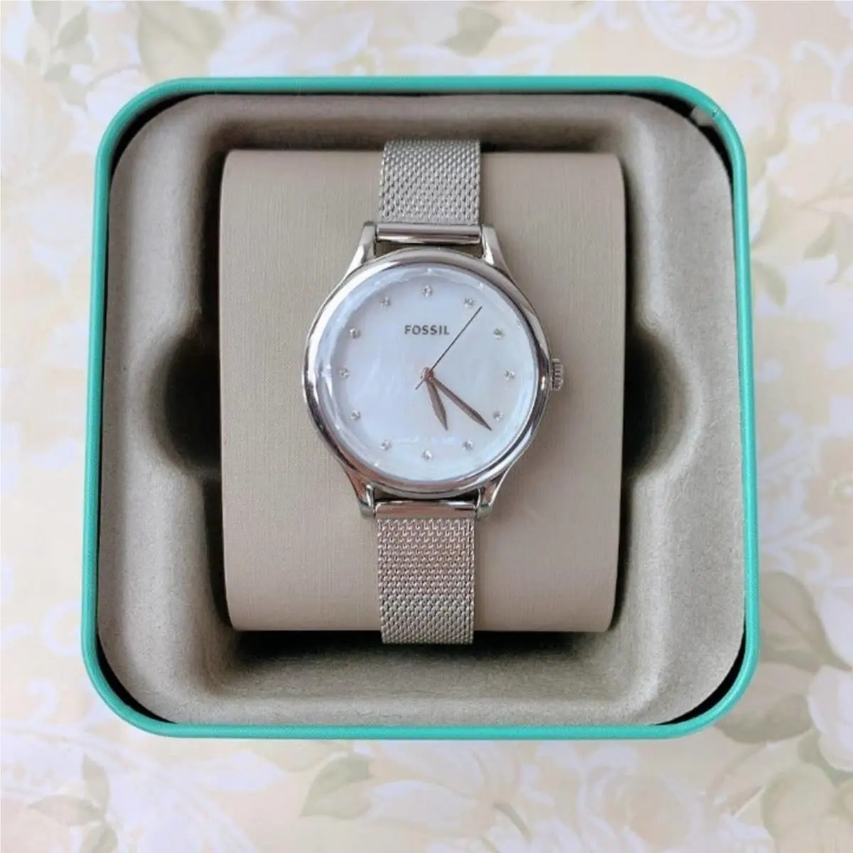Fossil BQ3390 Laney Three-hand Smoke Stainless Steel Women`s Mesh Watch