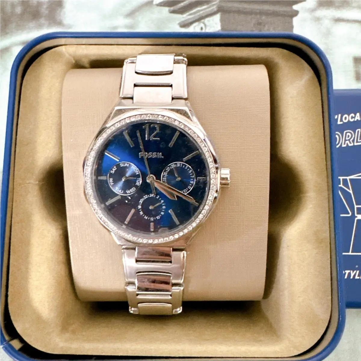 Fossil BQ3720 Eevie Multifunction Silver Navy Blue Watch