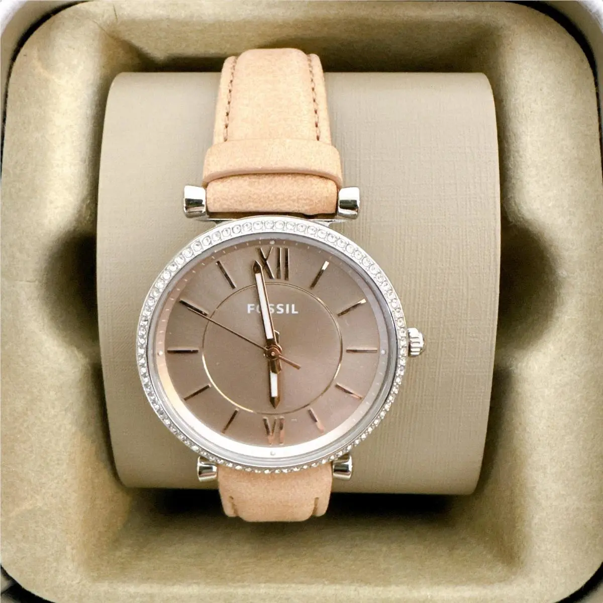 Fossil ES4343 Carlie Three-hand Sand Quartz Diamond Accents