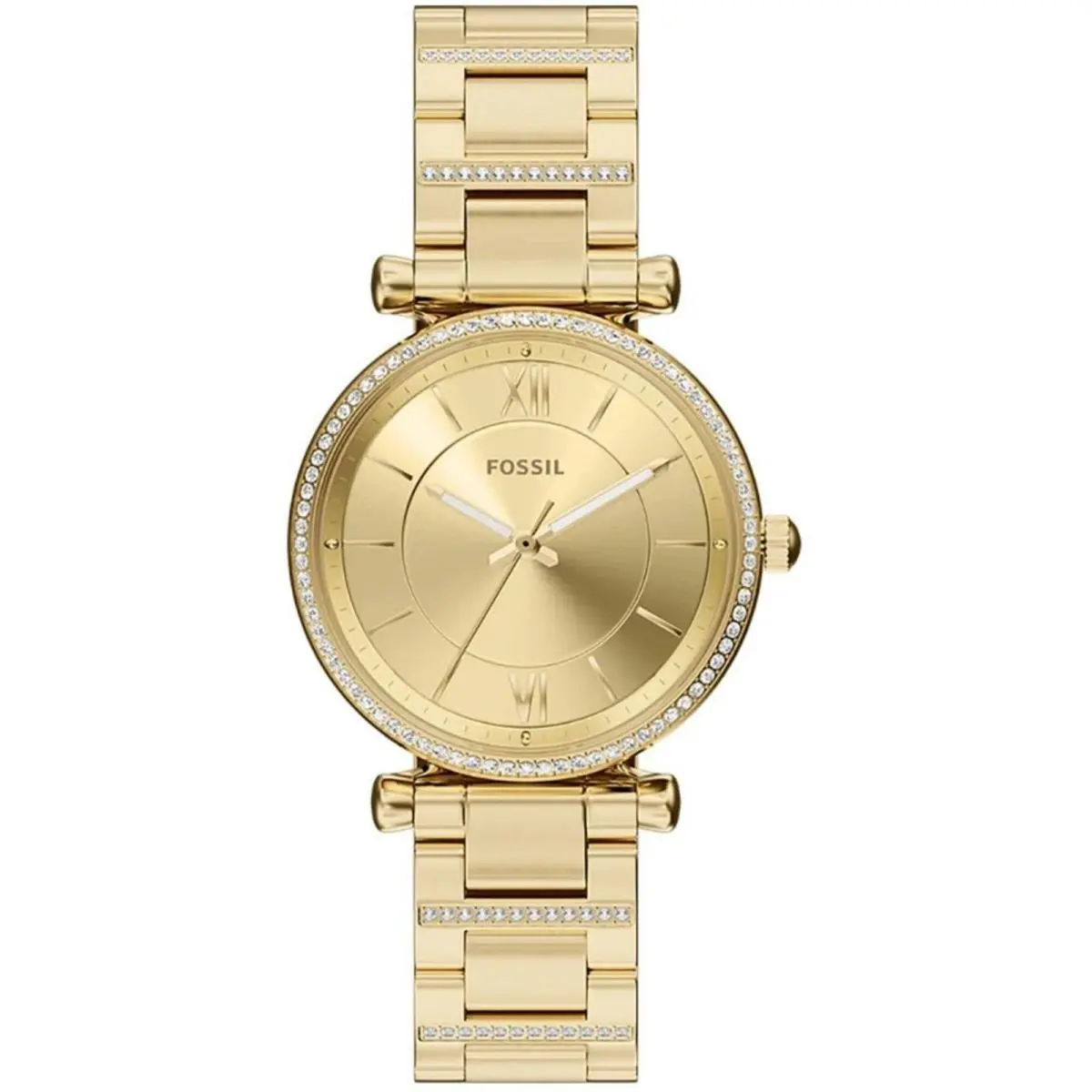 Women`s Watch Carlie Quartz Yellow Gold Steel Bracelet Crystal ES5465 by Fossil