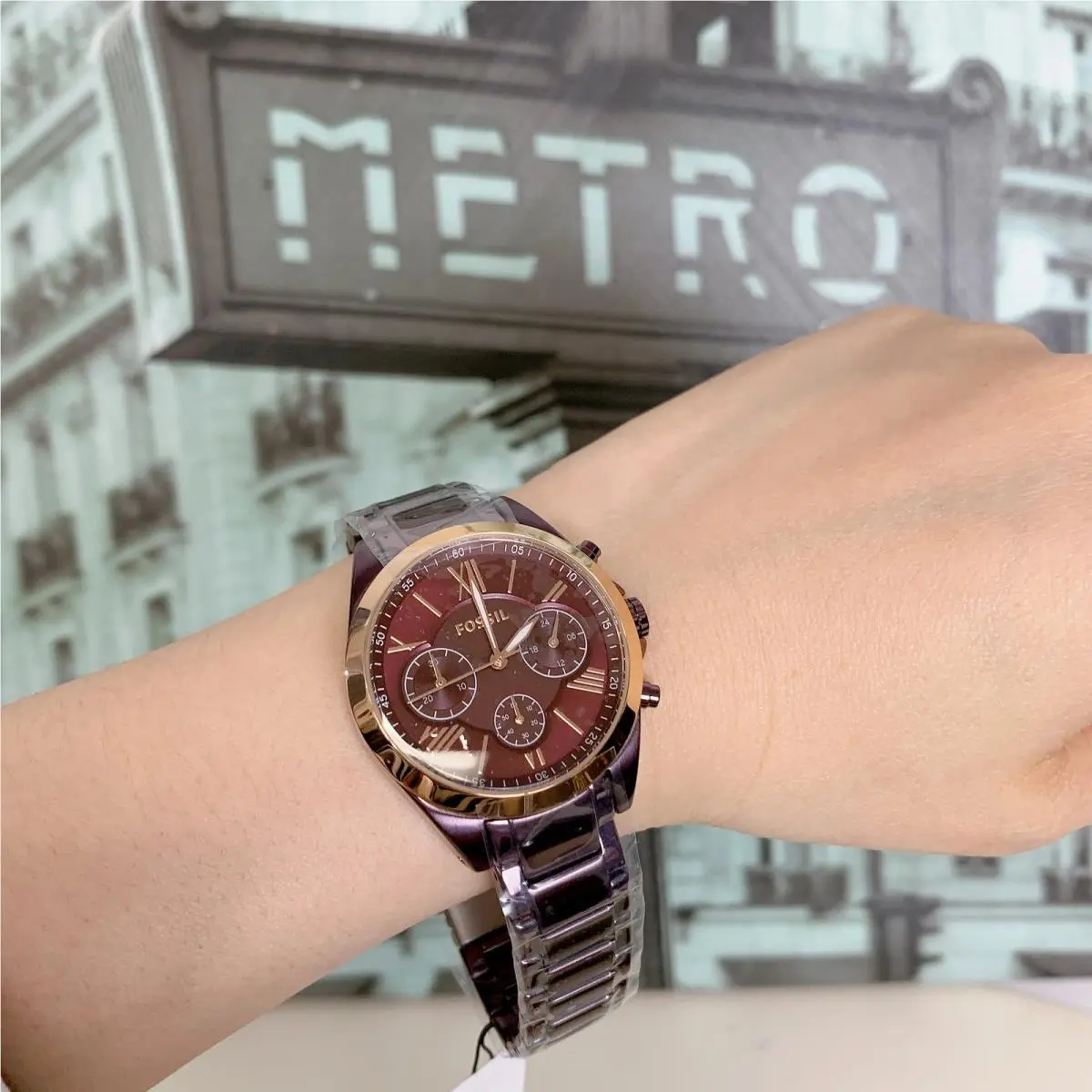Fossil BQ3281 Modern Courier Midsize Chronograph Wine Stainless Steel Watch