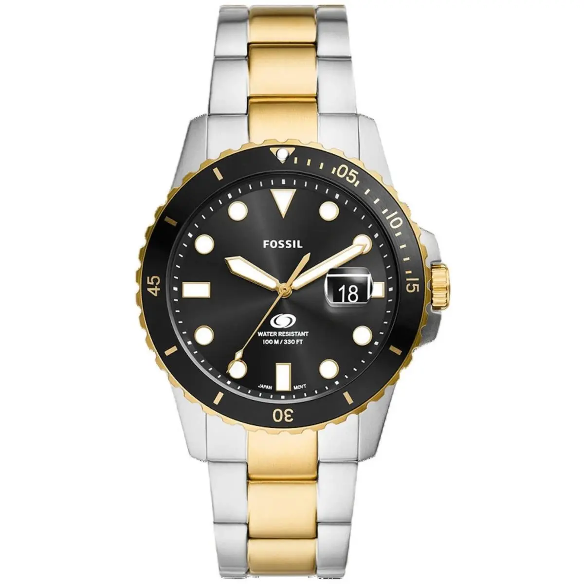 Men`s Watch  Blue Dive Quartz Black Dial Two Tone Bracelet FS6031 by Fossil