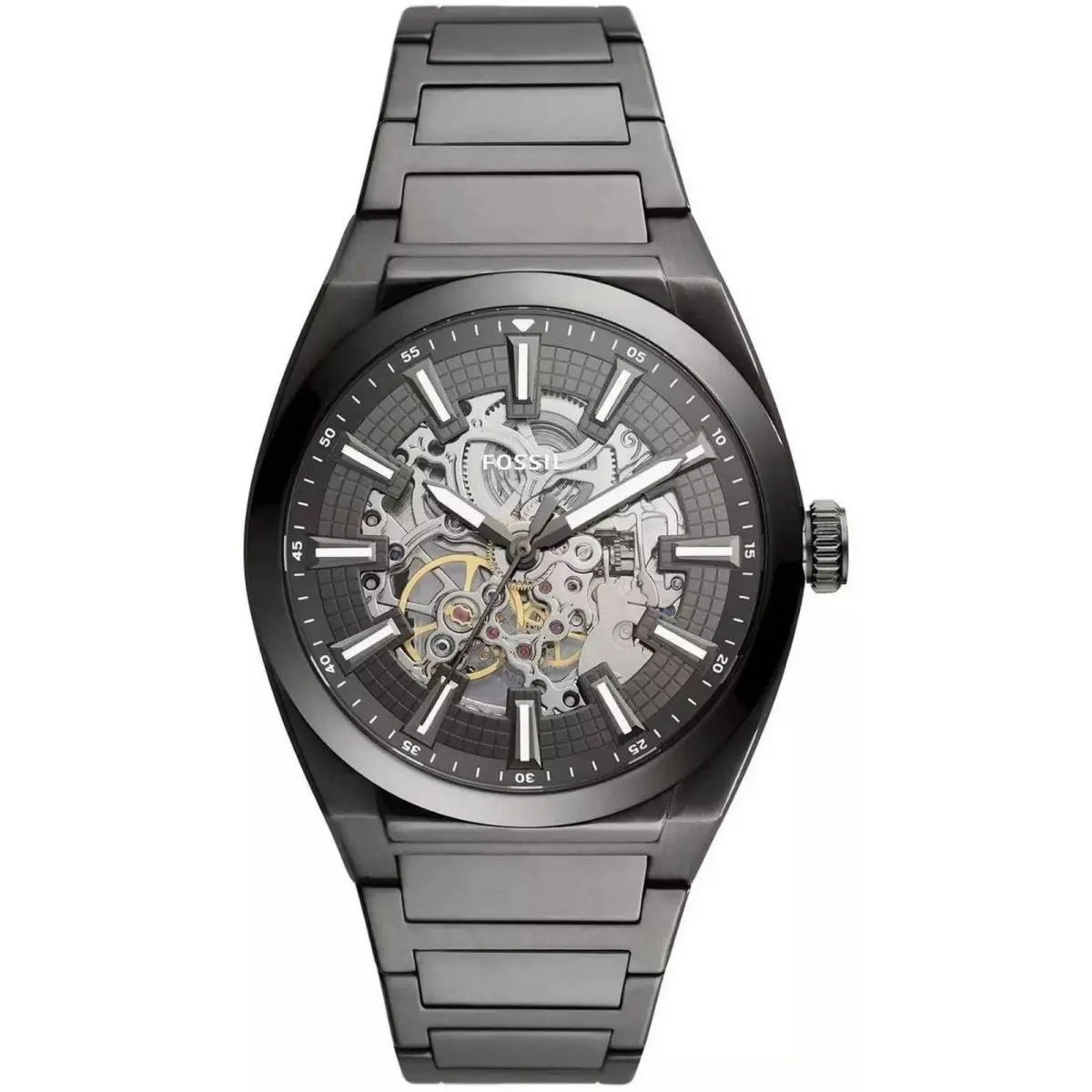 Fossil Men`s Watch Everett Automatic Grey and Silver Semi-skeleton Dial ME3206